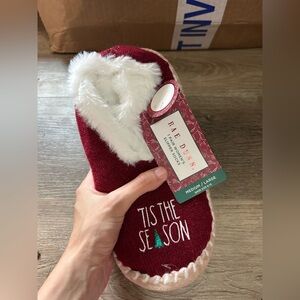 Rae Dunn Burgundy and White Slipper Socks